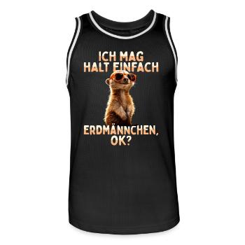 Erdmännchen Süßes Meerkat Ich Mag Halt Erdmännchen - Männer Basketball-Trikot - Schwarz/Weiß - Vorne - AI Model Male 185 dark (185cm)