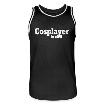 Cosplay Kostüm Cosplayer In Zivil Halloween Anime - Männer Basketball-Trikot - Schwarz/Weiß - Vorne - AI Model Male 185 dark (185cm)