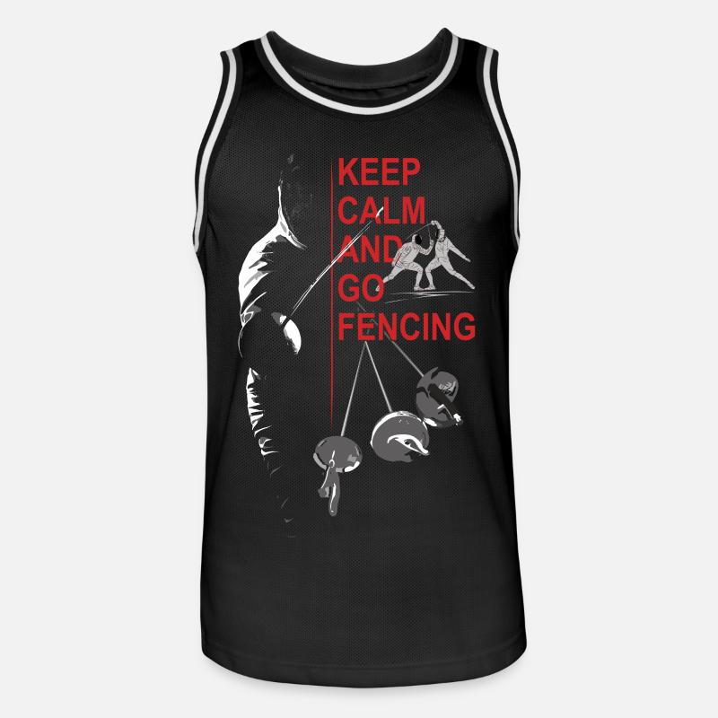 Fechten, Geschenk, Training, Keep Calm - Männer Basketball-Trikot - Schwarz/Weiß