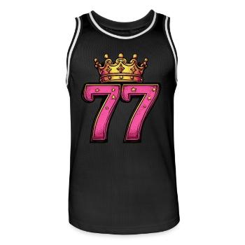 77 Zahl Krone - Männer Basketball-Trikot - Schwarz/Weiß - Vorne - AI Model Male 185 dark (185cm)