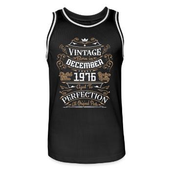 Vintage Dezember 1976, Retro Geburtstagsgeschenk - Männer Basketball-Trikot - Schwarz/Weiß - Vorne - AI Model Male 185 dark (185cm)