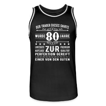 80 Years Gift Idea for 80th Birthday - Men's Basketball Jersey - black/white - Front - AI Model Male 185 dark (185cm)