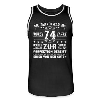 74 Years Gift Idea for 74 - Birthday - Men's Basketball Jersey - black/white - Front - AI Model Male 185 dark (185cm)