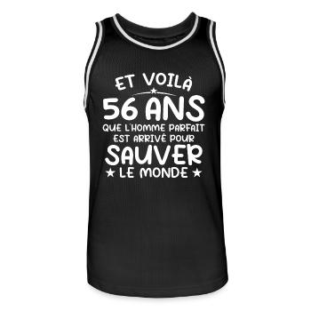 56 years Old Gift 56 Years Original Gift Men 56 Years - Men's Basketball Jersey - black/white - Front - AI Model Male 185 dark (185cm)
