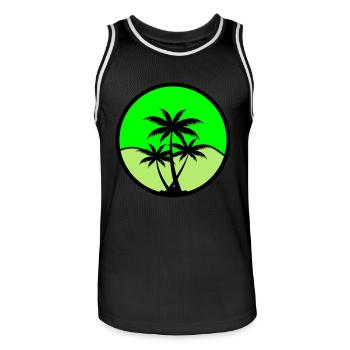 Palm trees - Men's Basketball Jersey - black/white - Front - AI Model Male 185 dark (185cm)