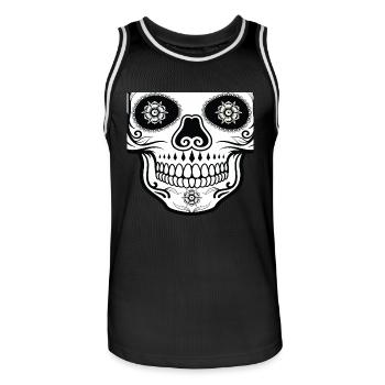 Crâne de mort mexicain Protection buccale - Maillot de basket Homme - noir/blanc - Devant - AI Model Male 185 dark (185cm)