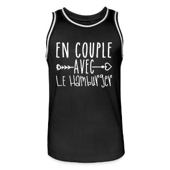 En Couple avec Hamburger, cadeau Fans de Hamburger - Maillot de basket Homme - noir/blanc - Devant - AI Model Male 185 dark (185cm)