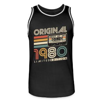 1980 ' s Vintage Born Vintage Rétro Anniversaire - Maillot de basket Homme - noir/blanc - Devant - AI Model Male 185 dark (185cm)