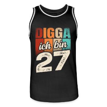 Digga Ich Bin 27 Jahre 27. Geburtstag - Männer Basketball-Trikot - Schwarz/Weiß - Vorne - AI Model Male 185 dark (185cm)
