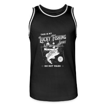 Lustiges Lucky Fishing Tee Do Not Wash - Männer Basketball-Trikot - Schwarz/Weiß - Vorne - AI Model Male 185 dark (185cm)