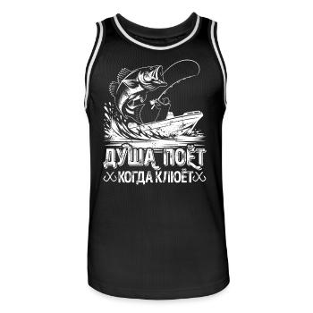 Die Angler Seele singt Spruch auf Russisch Angeln - Männer Basketball-Trikot - Schwarz/Weiß - Vorne - AI Model Male 185 dark (185cm)