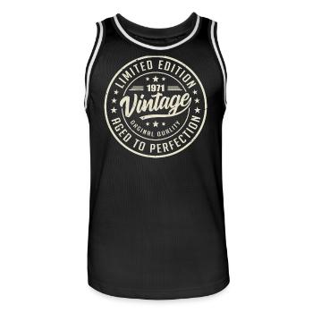 Jahrgang 1971 Geschenk 1971 Retro-Jubiläum 1971 - Männer Basketball-Trikot - Schwarz/Weiß - Vorne - AI Model Male 185 dark (185cm)