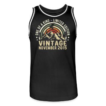 Anniversaire novembre 2015 - Cadeau Novembre 2015 - Maillot de basket Homme - noir/blanc - Devant - AI Model Male 185 dark (185cm)