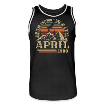 Best Birthday Gift April 1980 - Men's Basketball Jersey - black/white - Front - AI Model Male 185 dark (185cm)