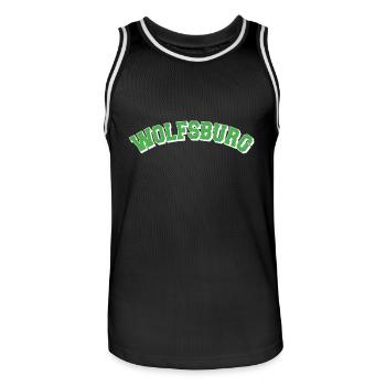 Wolfsburg College - Männer Basketball-Trikot - Schwarz/Weiß - Vorne - AI Model Male 185 dark (185cm)