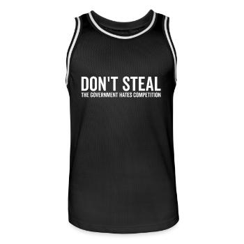 Don’t Steal The Government Hates Competition - Men's Basketball Jersey - black/white - Front - AI Model Male 185 dark (185cm)