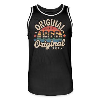 Original July 1966 Retro Vintage Birthday - Men's Basketball Jersey - black/white - Front - AI Model Male 185 dark (185cm)