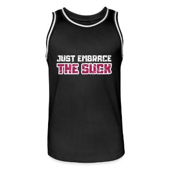 Just embrace the suck - Men's Basketball Jersey - black/white - Front - AI Model Male 185 dark (185cm)