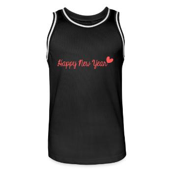 HAPPY NEW YEAR. NEW YEAR'S EVE. NEW YEAR. - Men's Basketball Jersey - black/white - Front - AI Model Male 185 dark (185cm)