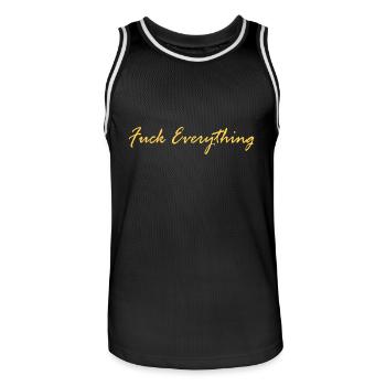 FUCK EVERYTHING - Men's Basketball Jersey - black/white - Front - AI Model Male 185 dark (185cm)