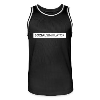 SOZIALSIMULATOR - Männer Basketball-Trikot - Schwarz/Weiß - Vorne - AI Model Male 185 dark (185cm)