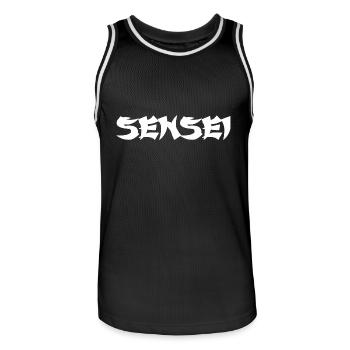 Japanese Sensei - Men's Basketball Jersey - black/white - Front - AI Model Male 185 dark (185cm)