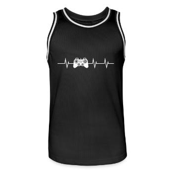 Heartbeat of a Gamer - Männer Basketball-Trikot - Schwarz/Weiß - Vorne - AI Model Male 185 dark (185cm)