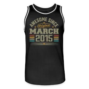 Mars 2015 Anniversaire Idée Cadeau Vintage 2015 - Maillot de basket Homme - noir/blanc - Devant - AI Model Male 185 dark (185cm)