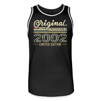 August 2002 Geburtstag August 2002 August 2002 Retro - Männer Basketball-Trikot - Schwarz/Weiß - Vorne - AI Model Male 185 dark (185cm)