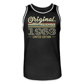 Novembre 1968 - Cadeau Anniversaire Novembre 1968 - Maillot de basket Homme - noir/blanc - Devant - AI Model Male 185 dark (185cm)