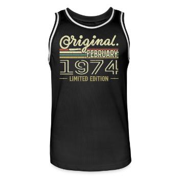 Februar 1974 Geschenk - Februar 1974 Geburtstag - Männer Basketball-Trikot - Schwarz/Weiß - Vorne - AI Model Male 185 dark (185cm)