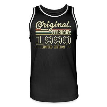 Cadeau Février 1990 - Anniversaire Février 1990 - Maillot de basket Homme - noir/blanc - Devant - AI Model Male 185 dark (185cm)