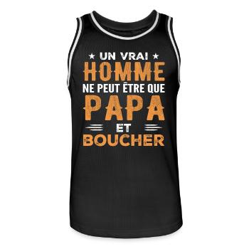 Ein richtiger Mann ist nur Papa und Metzger - Männer Basketball-Trikot - Schwarz/Weiß - Vorne - AI Model Male 185 dark (185cm)
