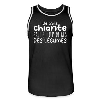 Woman who adores: Vegetables. Funny Design Humor - Men's Basketball Jersey - black/white - Front - AI Model Male 185 dark (185cm)