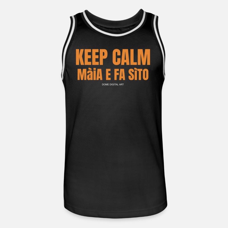 Keep Calm Dialetto Bresciano 1 - Maglia da basket per uomo - nero/bianco