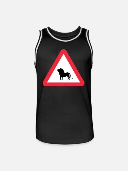 Caution Lion Warning - Men's Basketball Jersey - black/white
