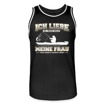 Angler Angeln Angel Fische Fisch Fischer Frau - Männer Basketball-Trikot - Schwarz/Weiß - Vorne - AI Model Male 185 dark (185cm)