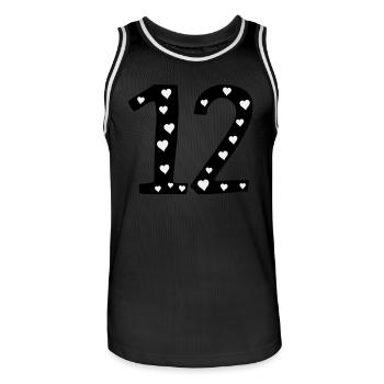 12 Geburtstag mit Herz - Männer Basketball-Trikot - Schwarz/Weiß - Vorne - AI Model Male 185 dark (185cm)