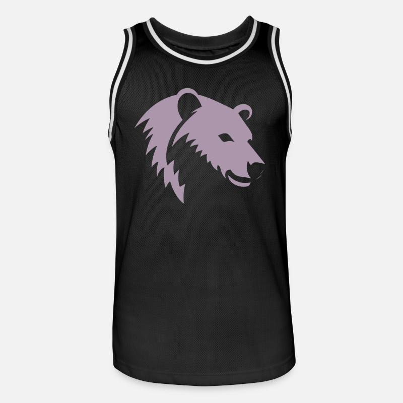 Bär Silhouette eines Eisbärkopfes - Männer Basketball-Trikot - Schwarz/Weiß