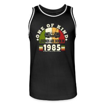 1985 Naissance de légende 1985 né en 1985 annivers - Maillot de basket Homme - noir/blanc - Devant - AI Model Male 185 dark (185cm)