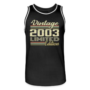 Jubiläum 21 Jahre Jahrgang 2003 Geschenk 2003 - Männer Basketball-Trikot - Schwarz/Weiß - Vorne - AI Model Male 185 dark (185cm)