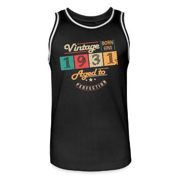 Original 1931 Vintage - Cadeau D’anniversaire 1931 - Maillot de basket Homme - noir/blanc - Devant - AI Model Male 185 dark (185cm)