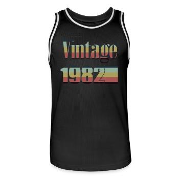 1982 Geburtstag 1982 Jahrgang 1982 Geburtstag - Männer Basketball-Trikot - Schwarz/Weiß - Vorne - AI Model Male 185 dark (185cm)