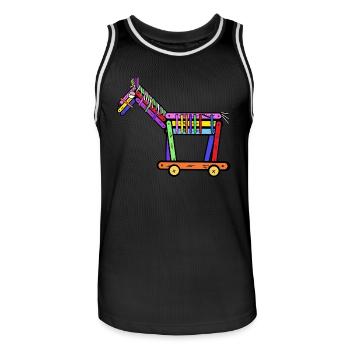 Pferd Pferde Pony Kind Kinder Weihnachtsgeschenk - Männer Basketball-Trikot - Schwarz/Weiß - Vorne - AI Model Male 185 dark (185cm)