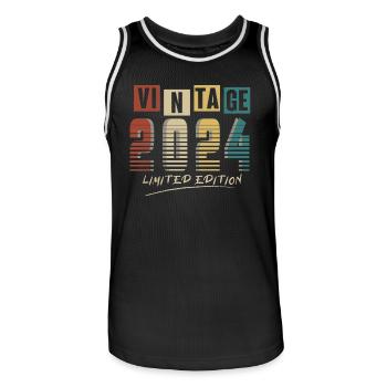 2024 Vintage 2024 né en 2024 anniversaire. Année 2 - Maillot de basket Homme - noir/blanc - Devant - AI Model Male 185 dark (185cm)
