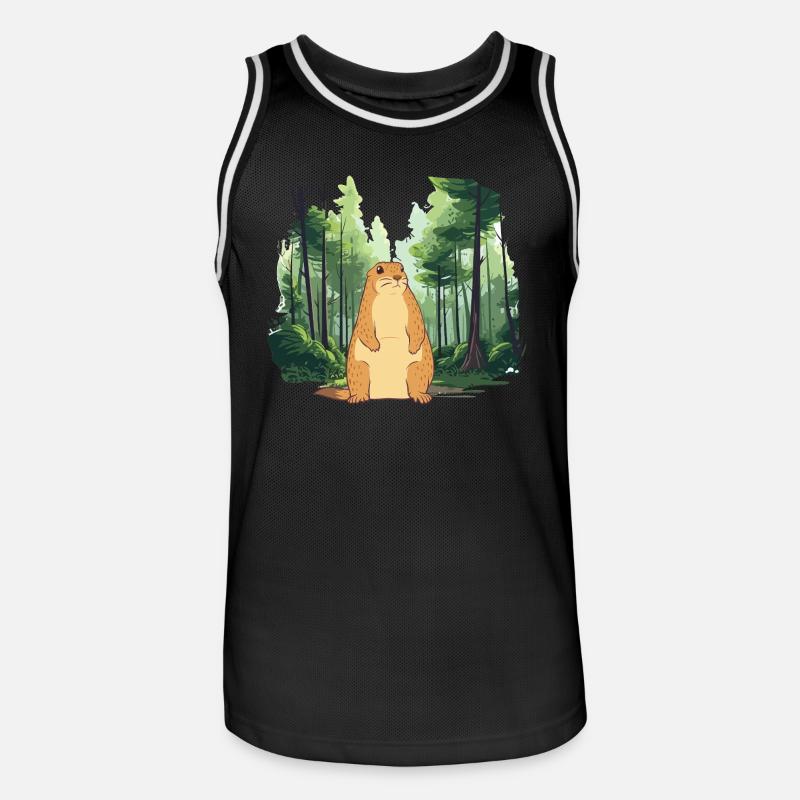 Strong groundhog nature landscape - Men's Basketball Jersey - black/white