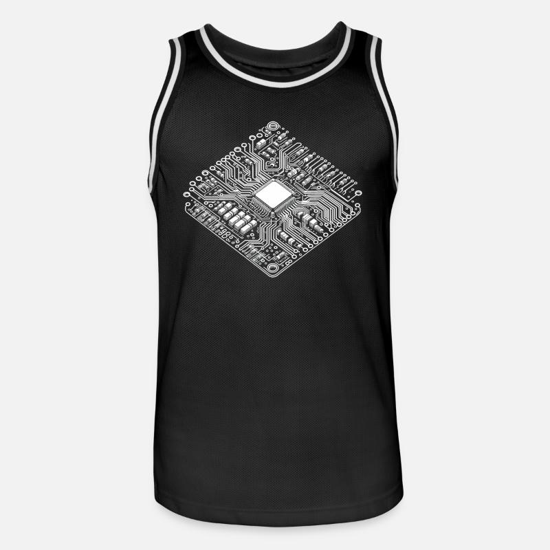 CPU anatomique et PCB - Cool Computer Scientists - Maillot de basket Homme - noir/blanc
