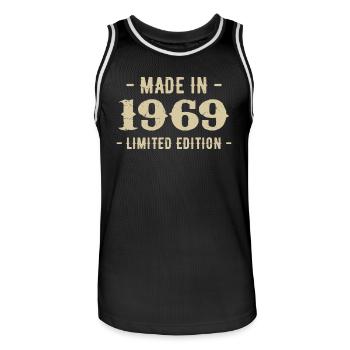 Vintage 1969 Édition Limitée Cadeau 1969 - Maillot de basket Homme - noir/blanc - Devant - AI Model Male 185 dark (185cm)