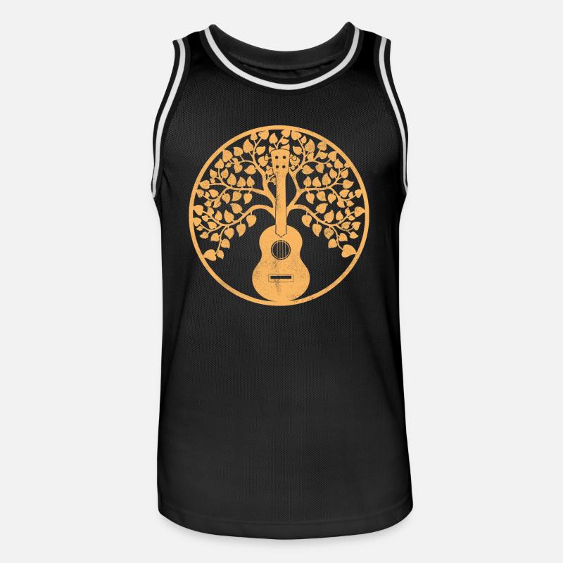 ukulele tree mandala sepia - Männer Basketball-Trikot - Schwarz/Weiß
