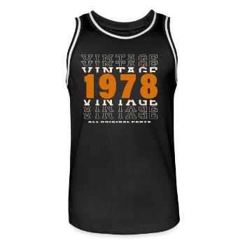 1978 : Vintage - 46e anniversaire - Maillot de basket Homme - noir/blanc - Devant - AI Model Male 185 dark (185cm)